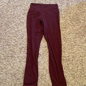 Maroon Lululemon align high rise crop 23”
